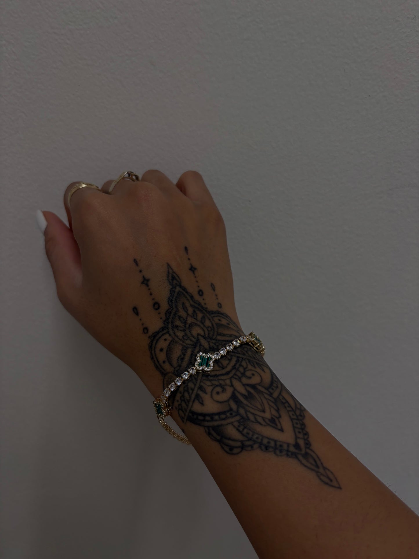 Green Diamond Clover Bracelet