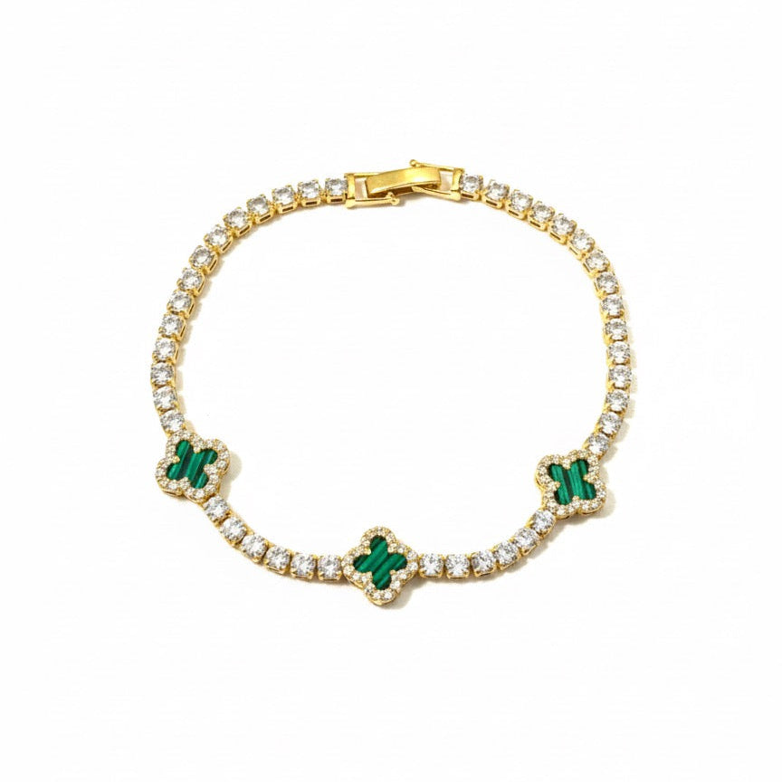 Green Diamond Clover Bracelet